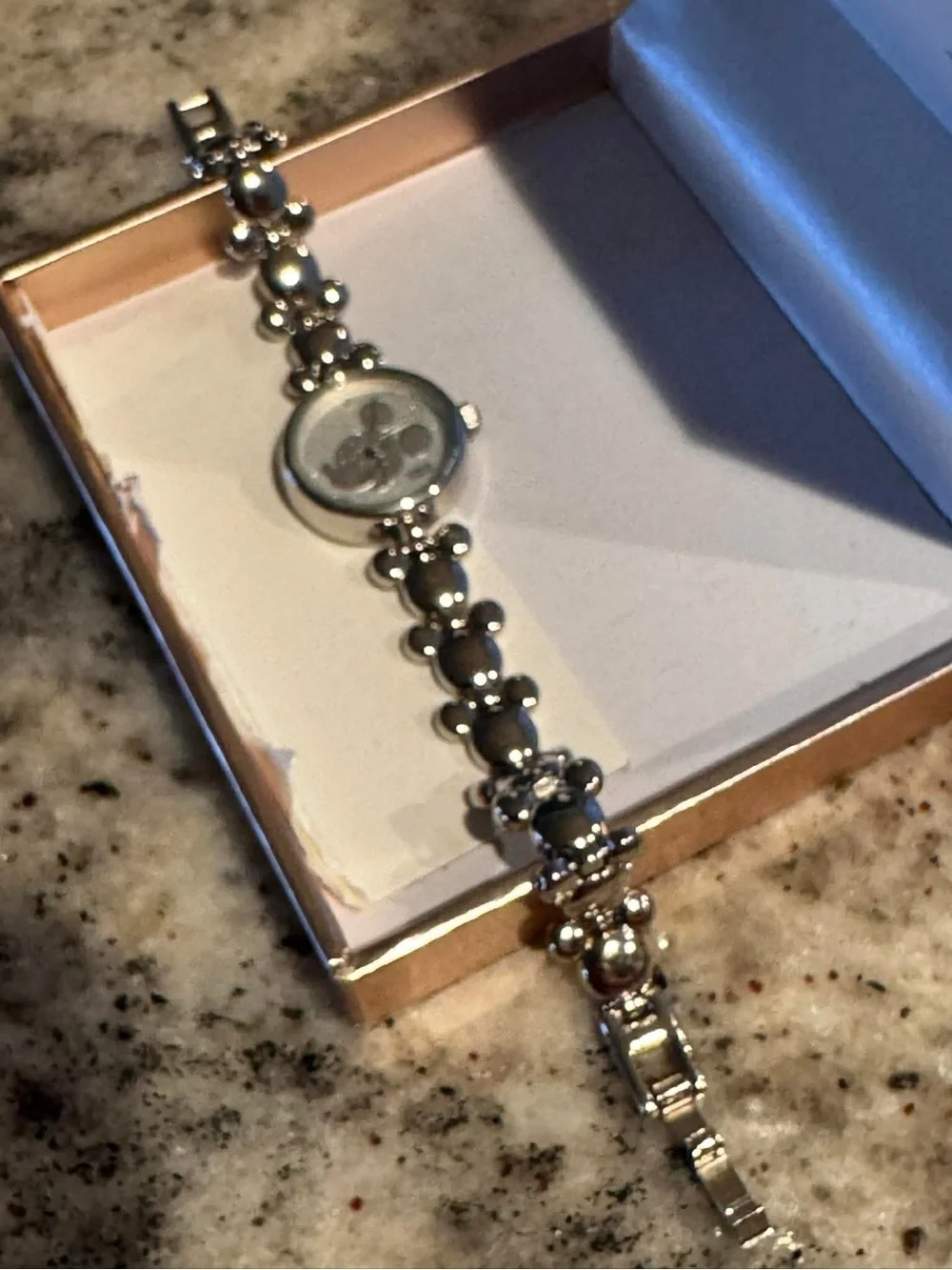 Disney Silver-tone Mickey Mouse Crystal Link Bracelet Watch